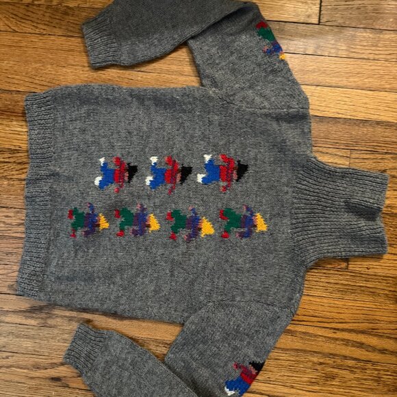 cottage cabincore 80s roberta frost gray handknit sweater little snow hikers sm - Picture 3 of 9